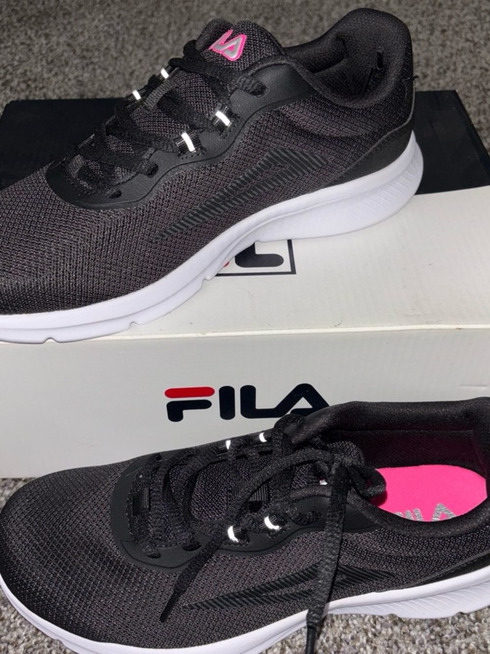 Fila Men’s Black Sneakers with Pink Accents